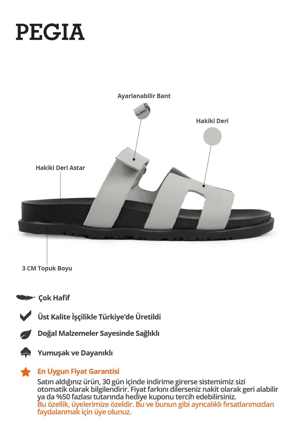 Kadın Bantlı Deri Terlik 215517 Gri
