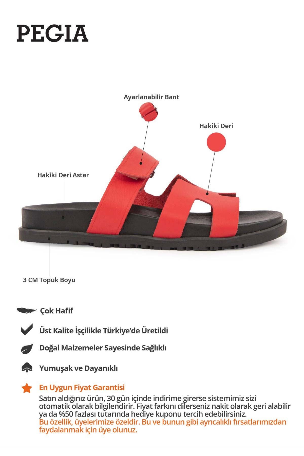 Kadın Bantlı Deri Terlik 215517 Kırmızı