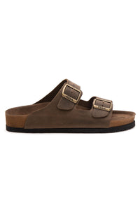 Women's Strappy Leather Slipper 215520 Sahara