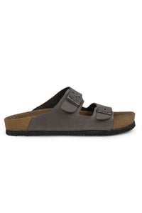 Women's Leather Strap Slipper 215520 Grey