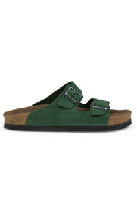 Women's Leather Strap Slipper 215520 Green