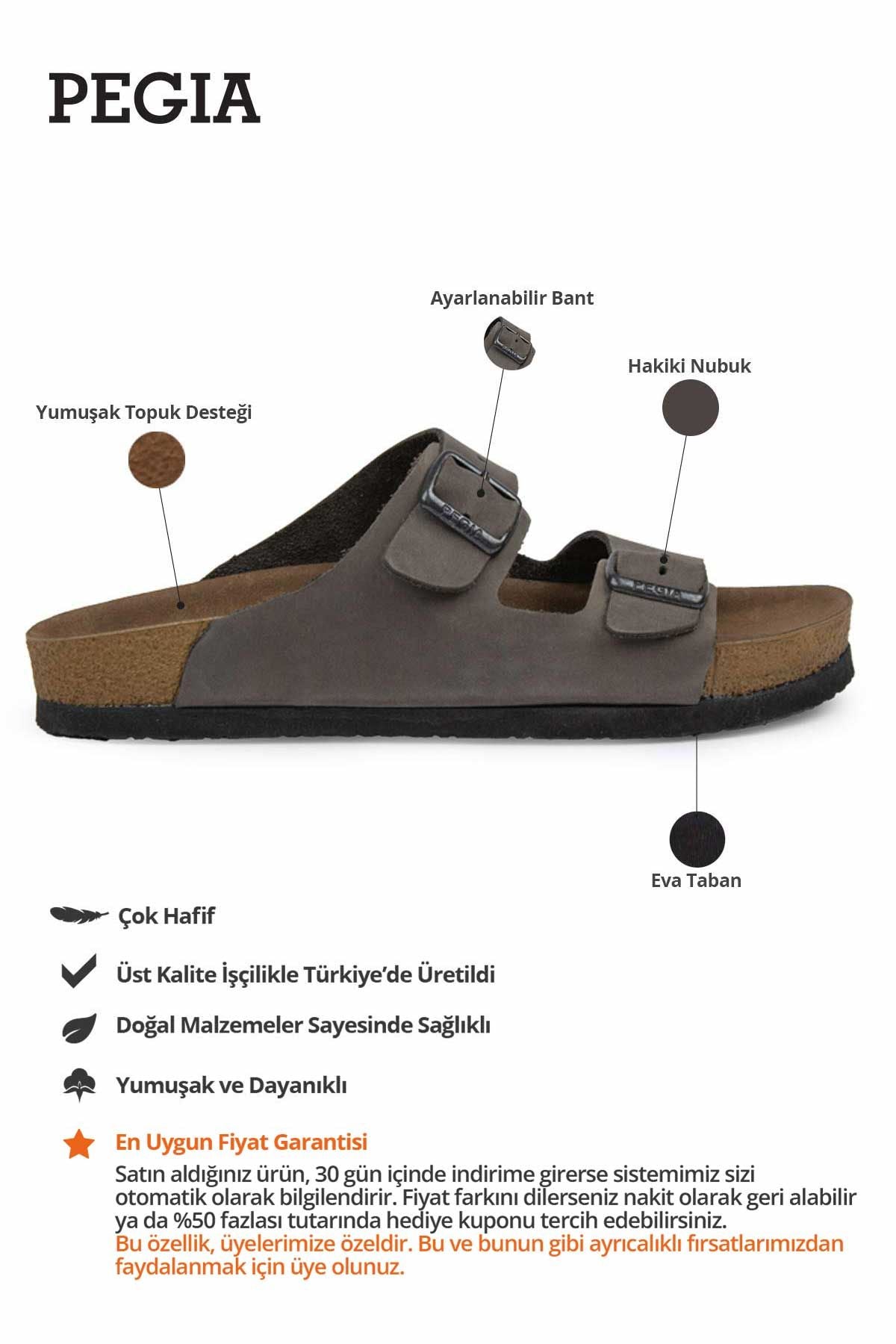 Kadın Bantlı Deri Terlik 215520 Gri