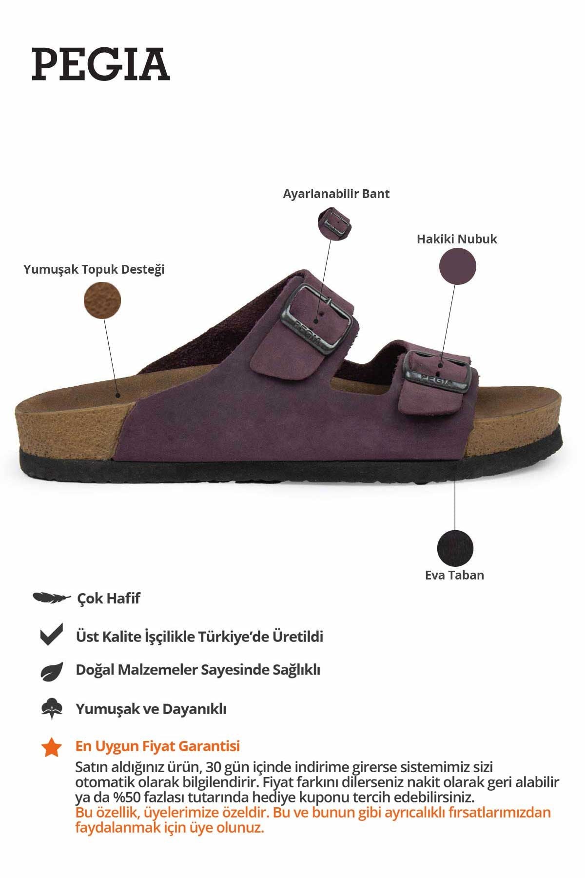 Kadın Bantlı Deri Terlik 215520 Mor