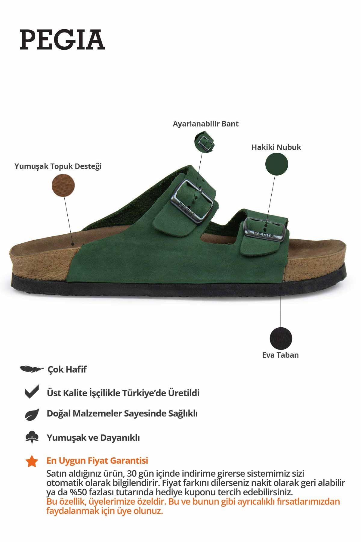 Kadın Bantlı Deri Terlik 215520 Yeşil