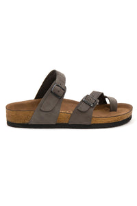 Women's Leather Strap Slipper 215522 Grey