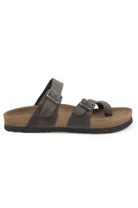 Women's Leather Sandals with Strap 215522 Anthracite