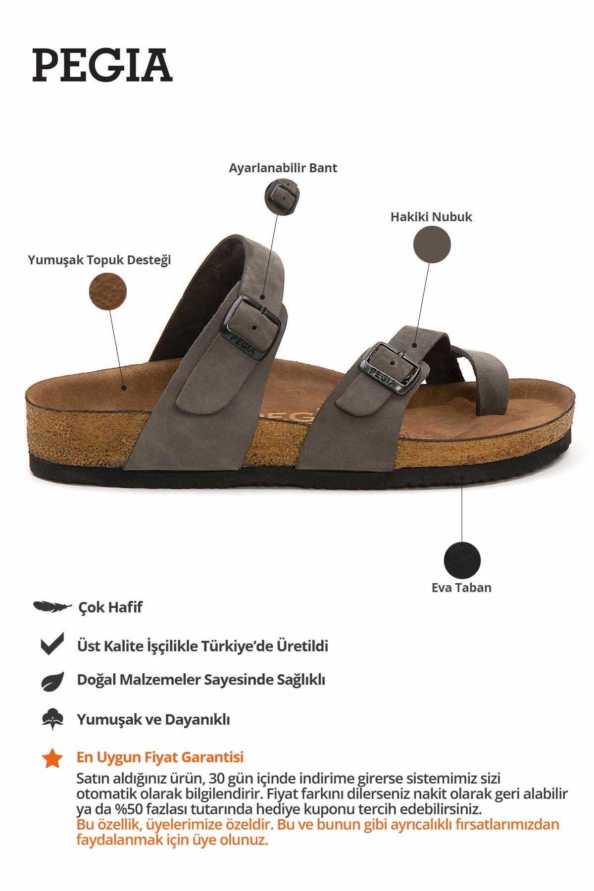 Kadın Bantlı Deri Terlik 215522 Gri
