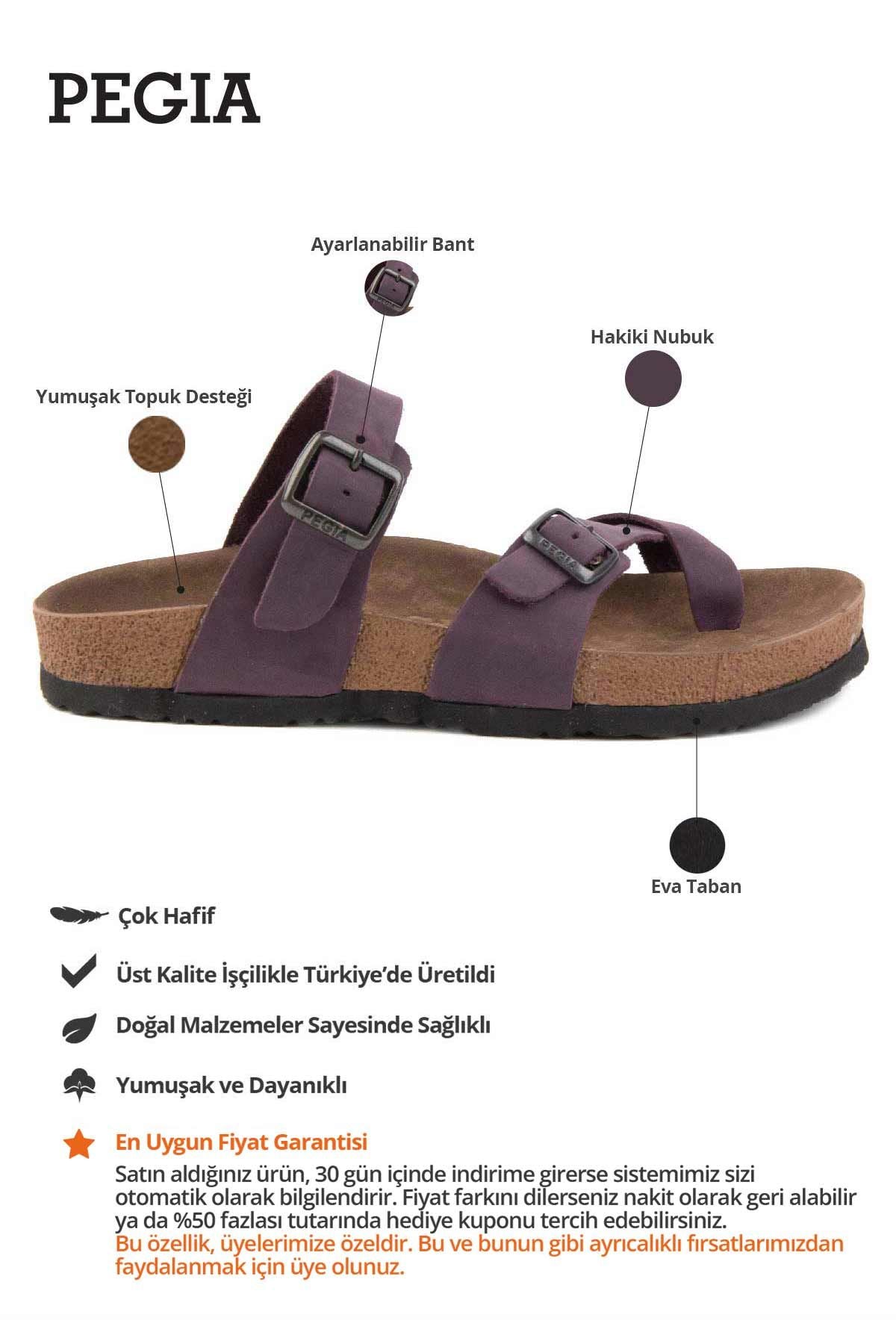 Kadın Bantlı Deri Terlik 215522 Mor