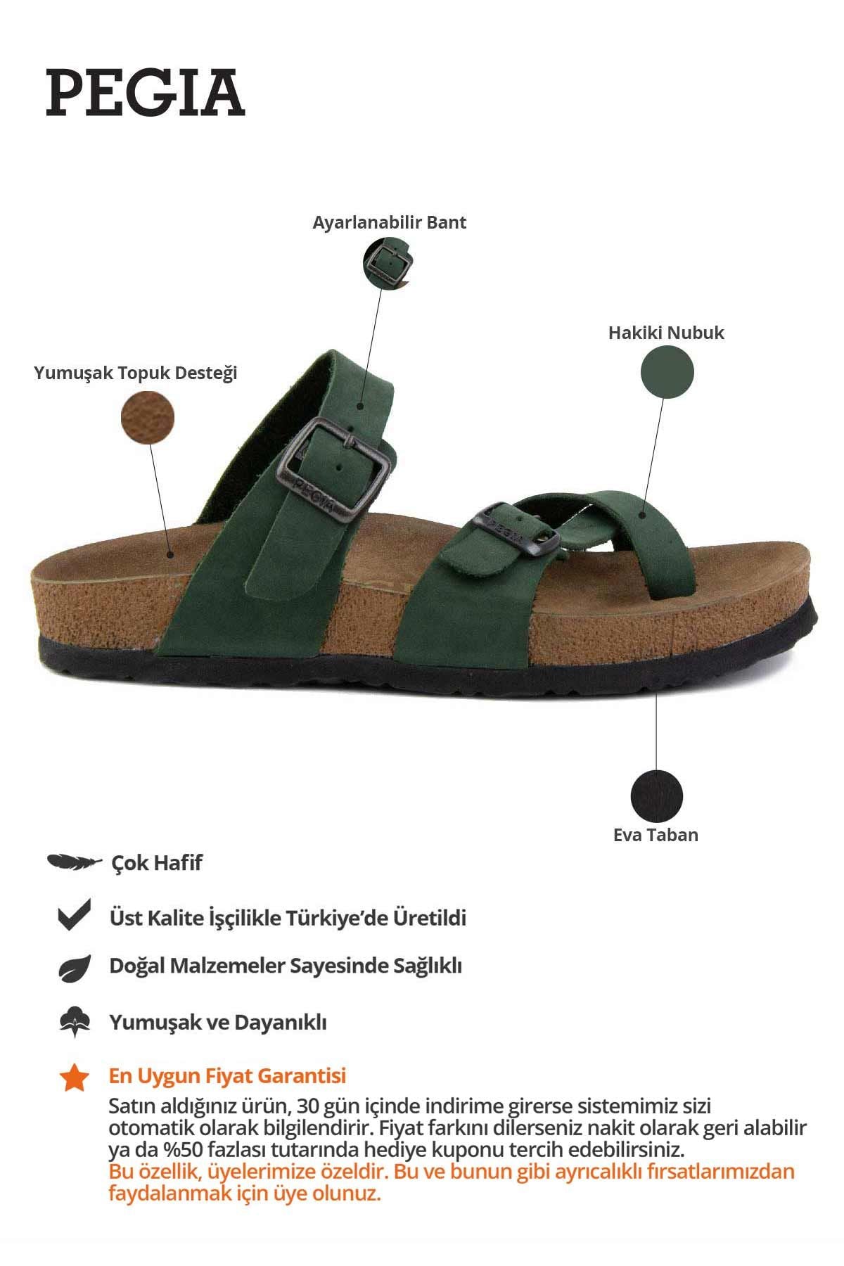 Kadın Bantlı Deri Terlik 215522 Yeşil