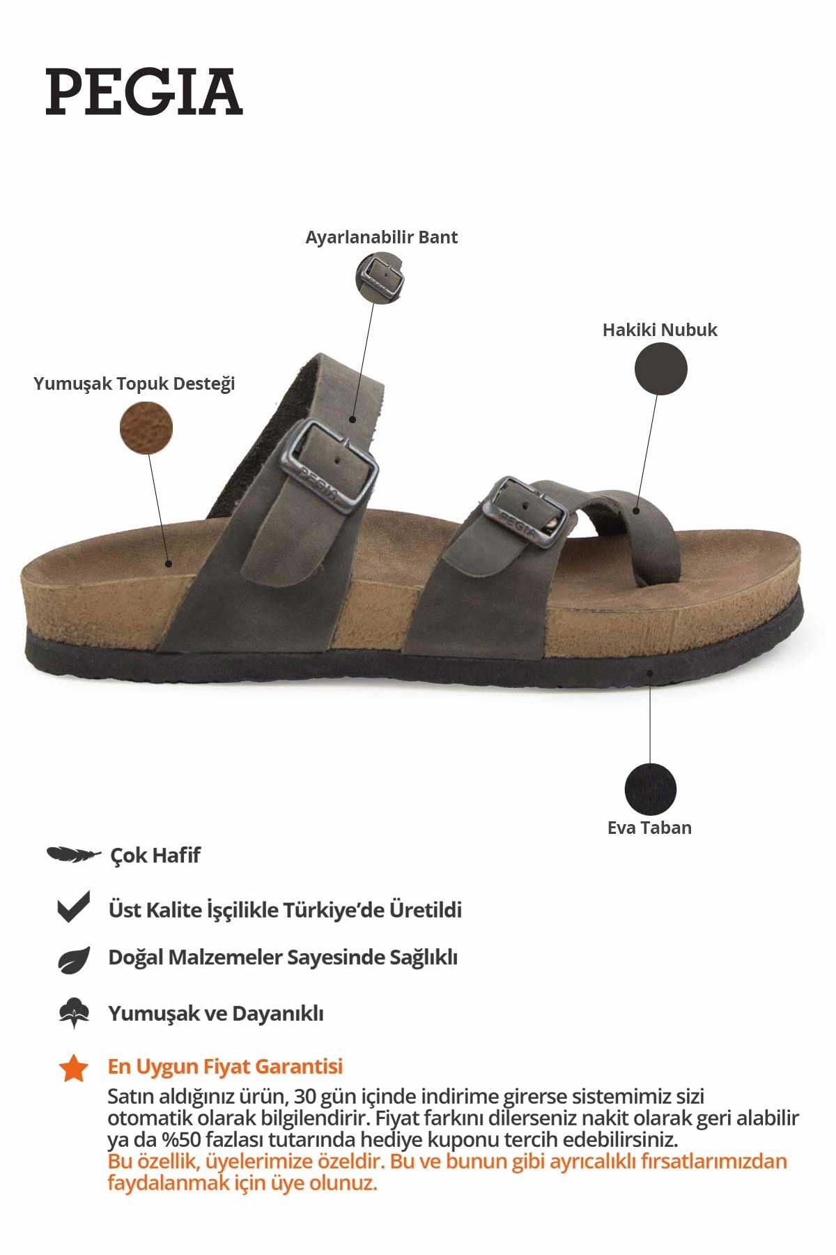 Kadın Bantlı Deri Terlik 215522 Antrasit