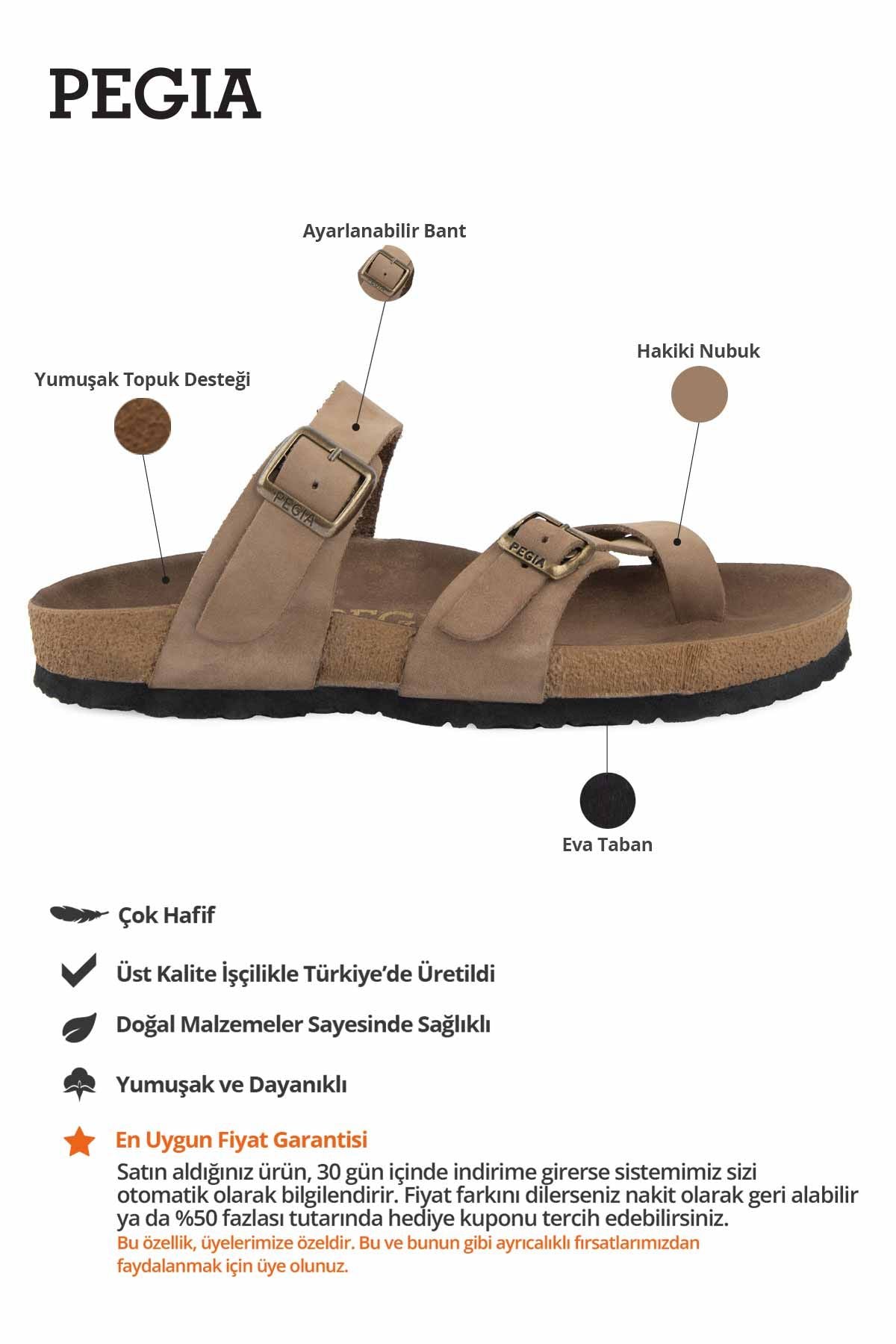 Kadın Bantlı Deri Terlik 215522 Kum