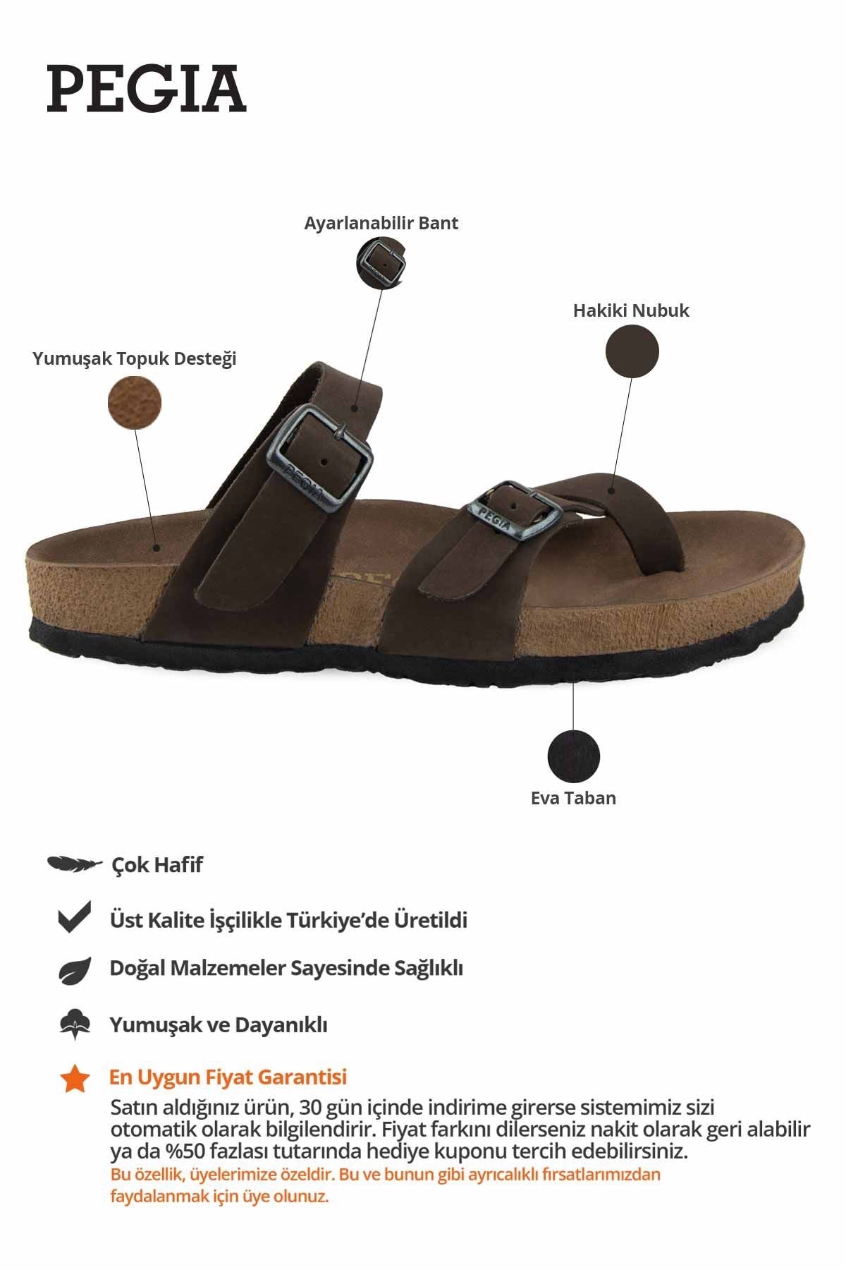 Kadın Bantlı Deri Terlik 215522 Kahve