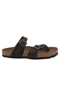 Women's Leather Strap Slipper 215522 Brown