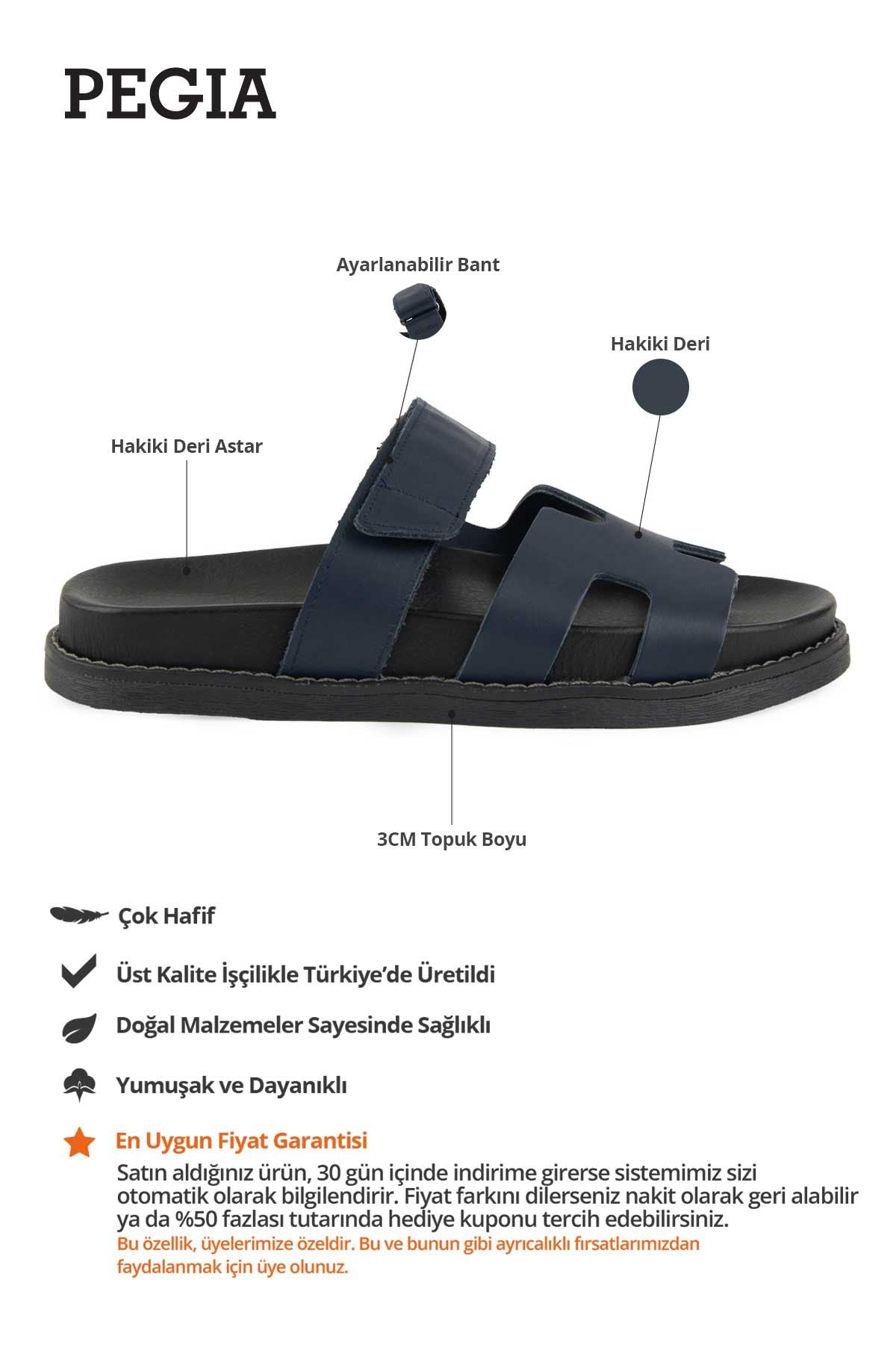 Kadın Bantlı Deri Terlik 215556 Lacivert