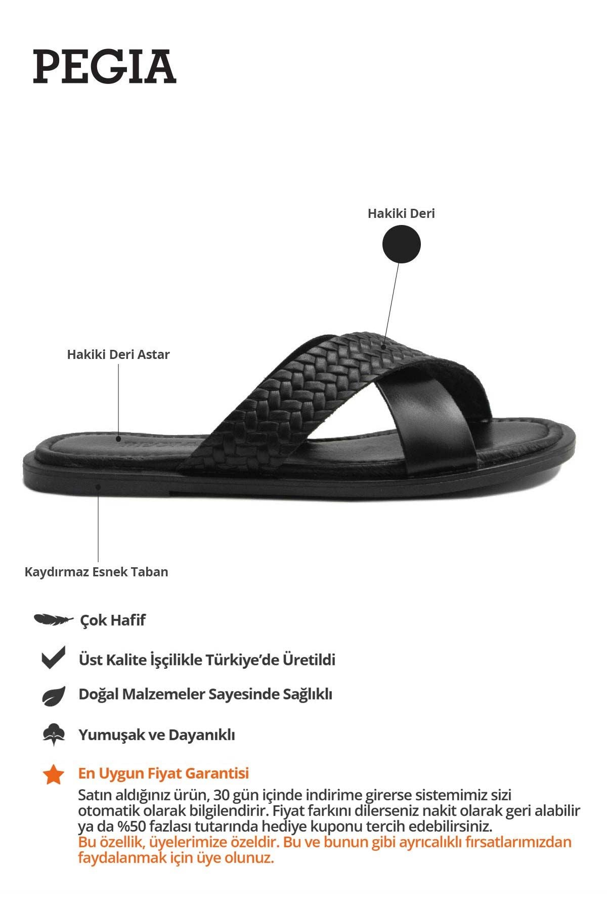 Kadın Bantlı Deri Terlik DG6014 Siyah