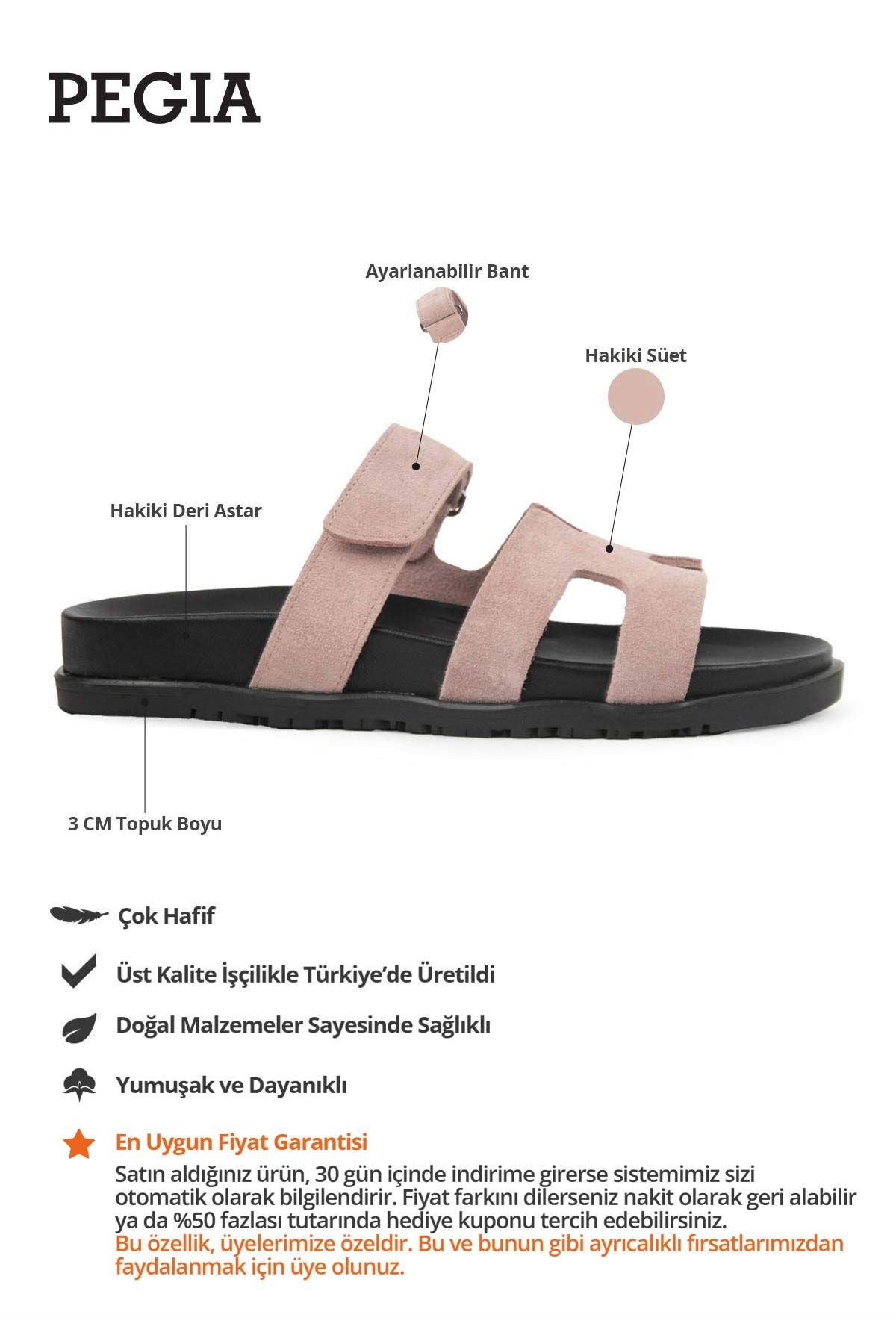 Kadın Bantlı Süet Terlik 215516 Pudra