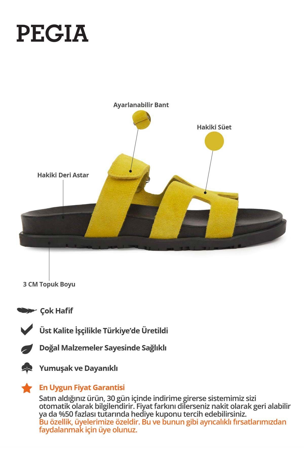 Kadın Bantlı Süet Terlik 215516 Sarı