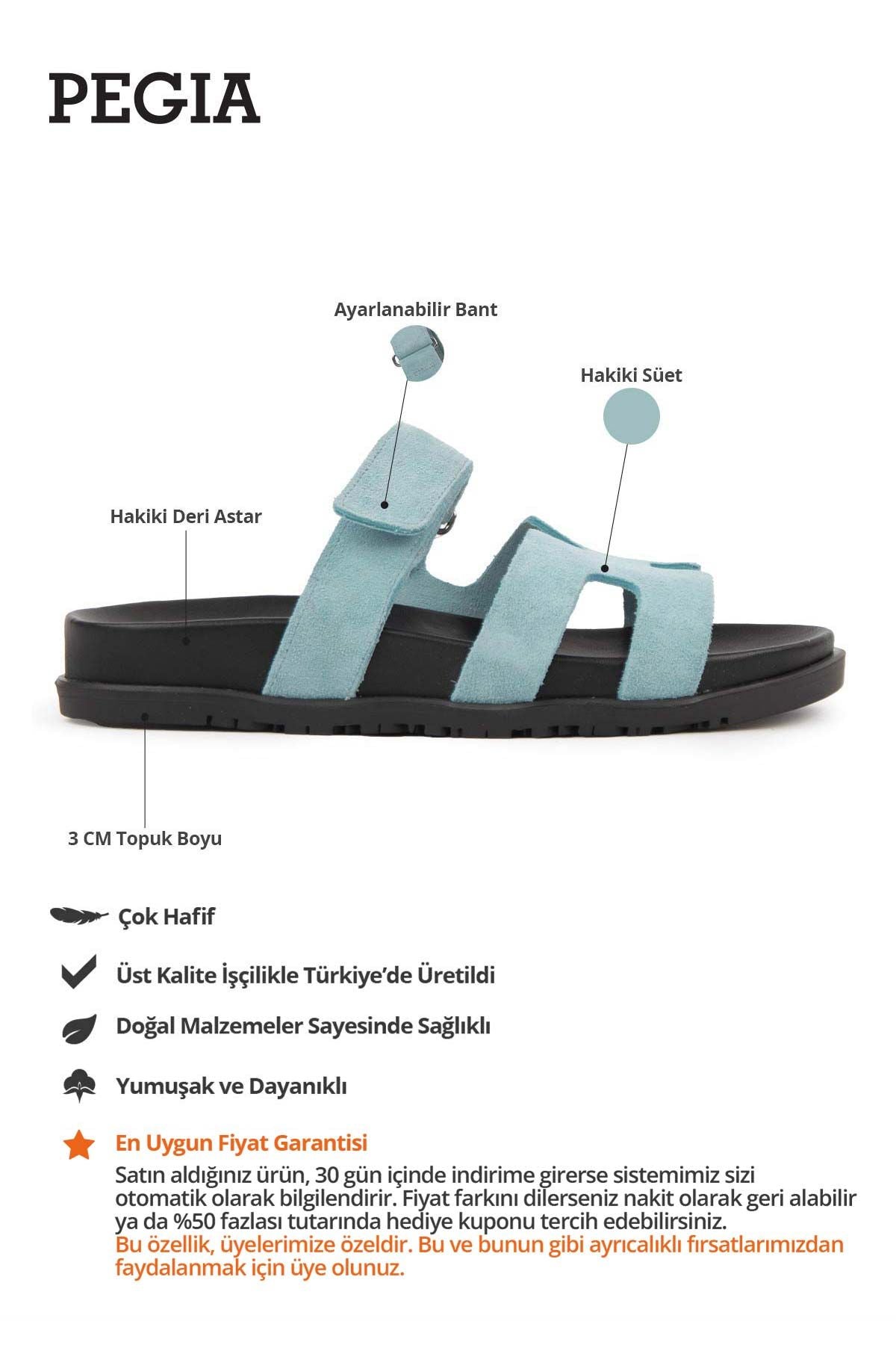 Kadın Bantlı Süet Terlik 215516 Açık Mavi