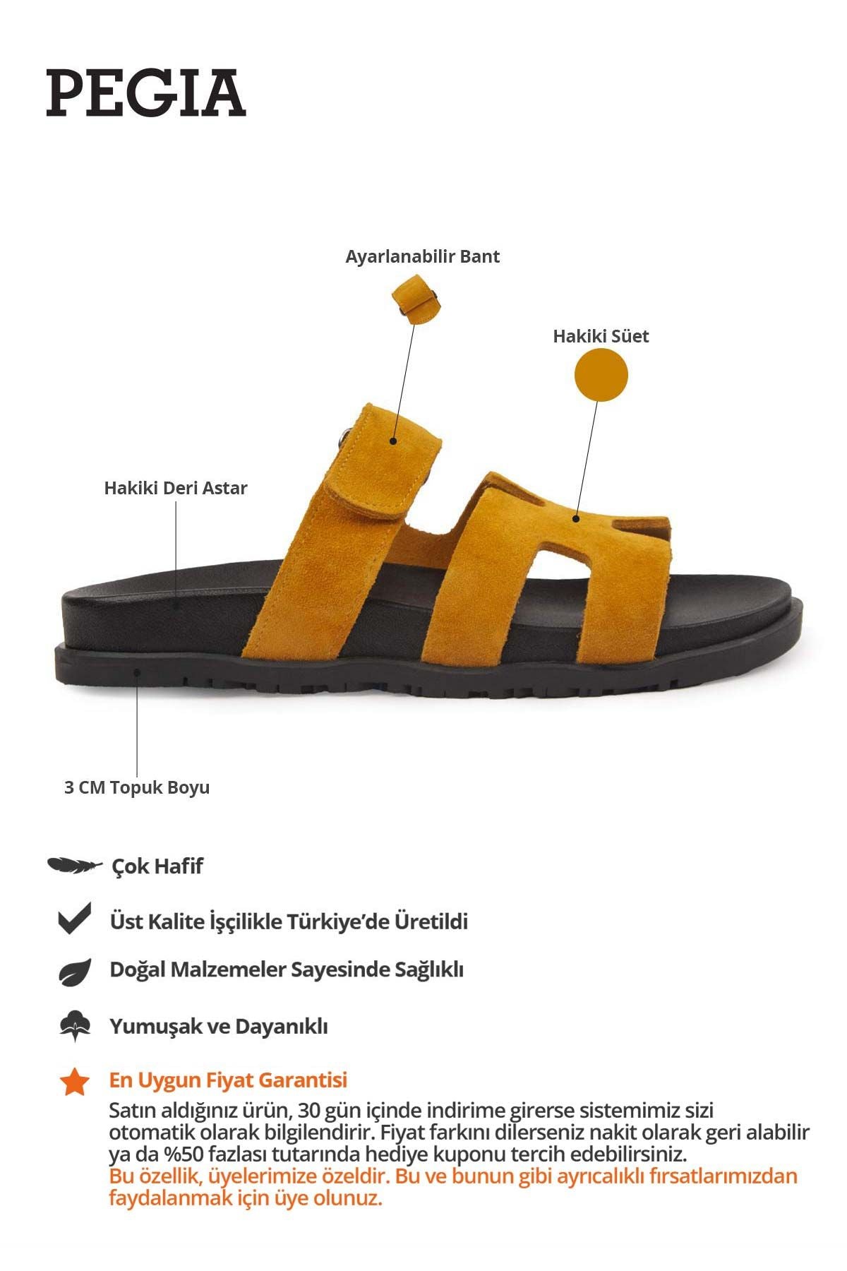 Kadın Bantlı Süet Terlik 215516 Hardal