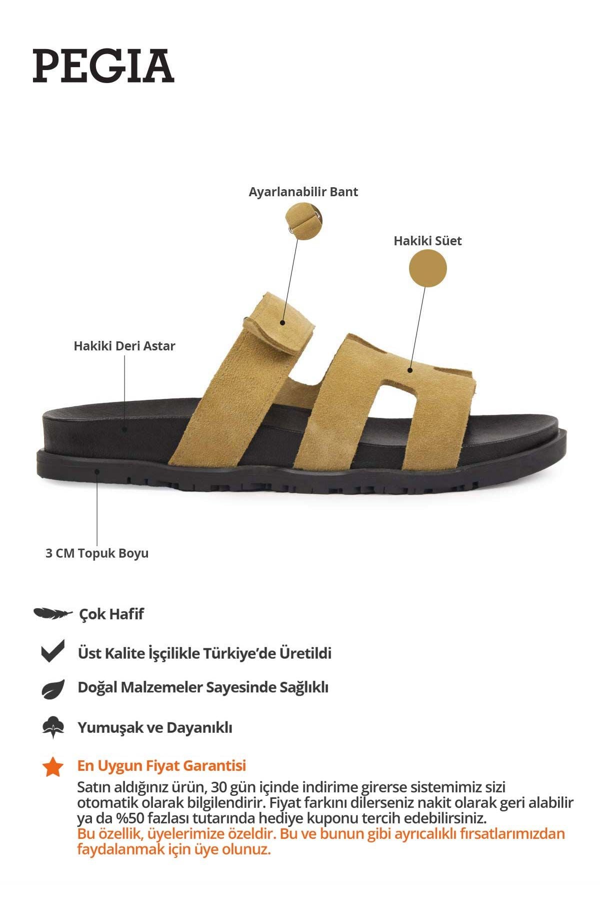 Kadın Bantlı Süet Terlik 215516 Camel