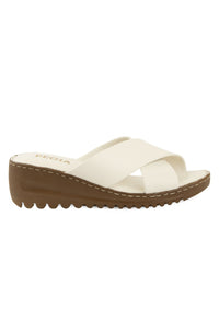 Women's Double-Strap Leather Slipper DG6113 Beige