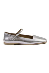 Women's Leather Ballet Flats DG6007 Silver