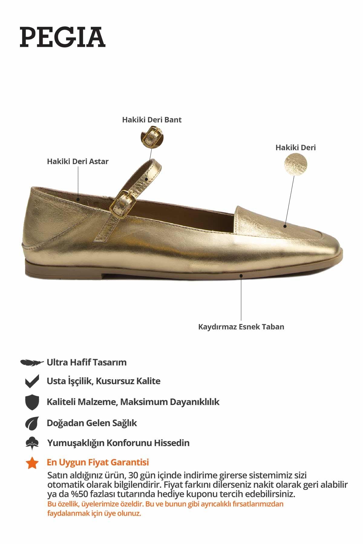 Kadın Deri Babet DG6007 Altın