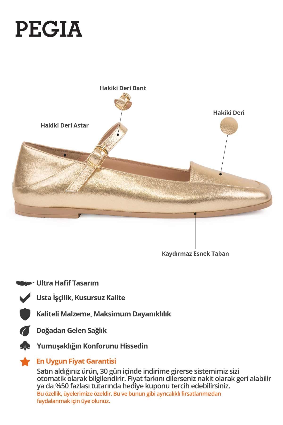 Kadın Deri Babet DG6065 Altın