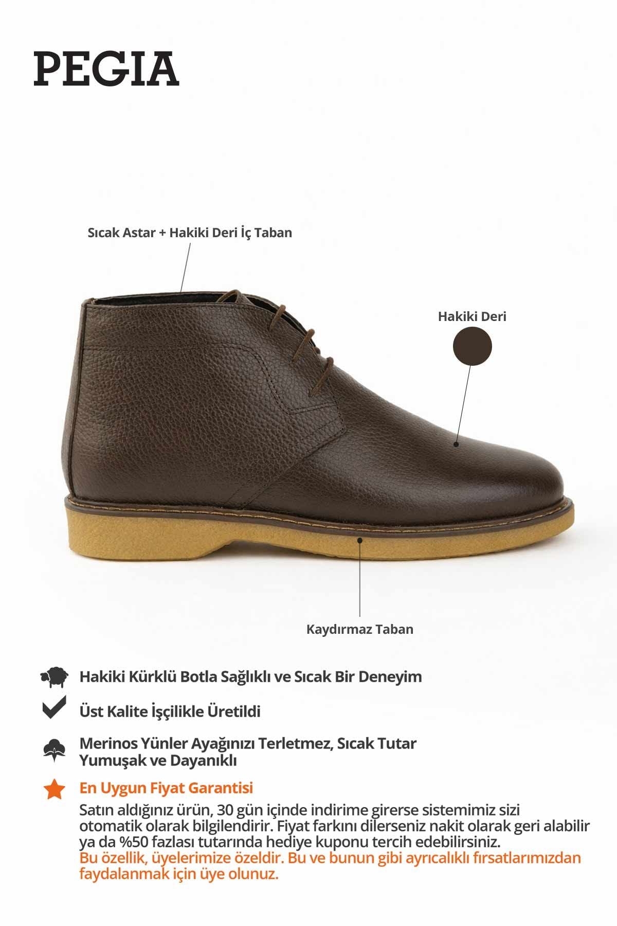 Kadın Deri Bağcıklı Bot DG6070 Kahve