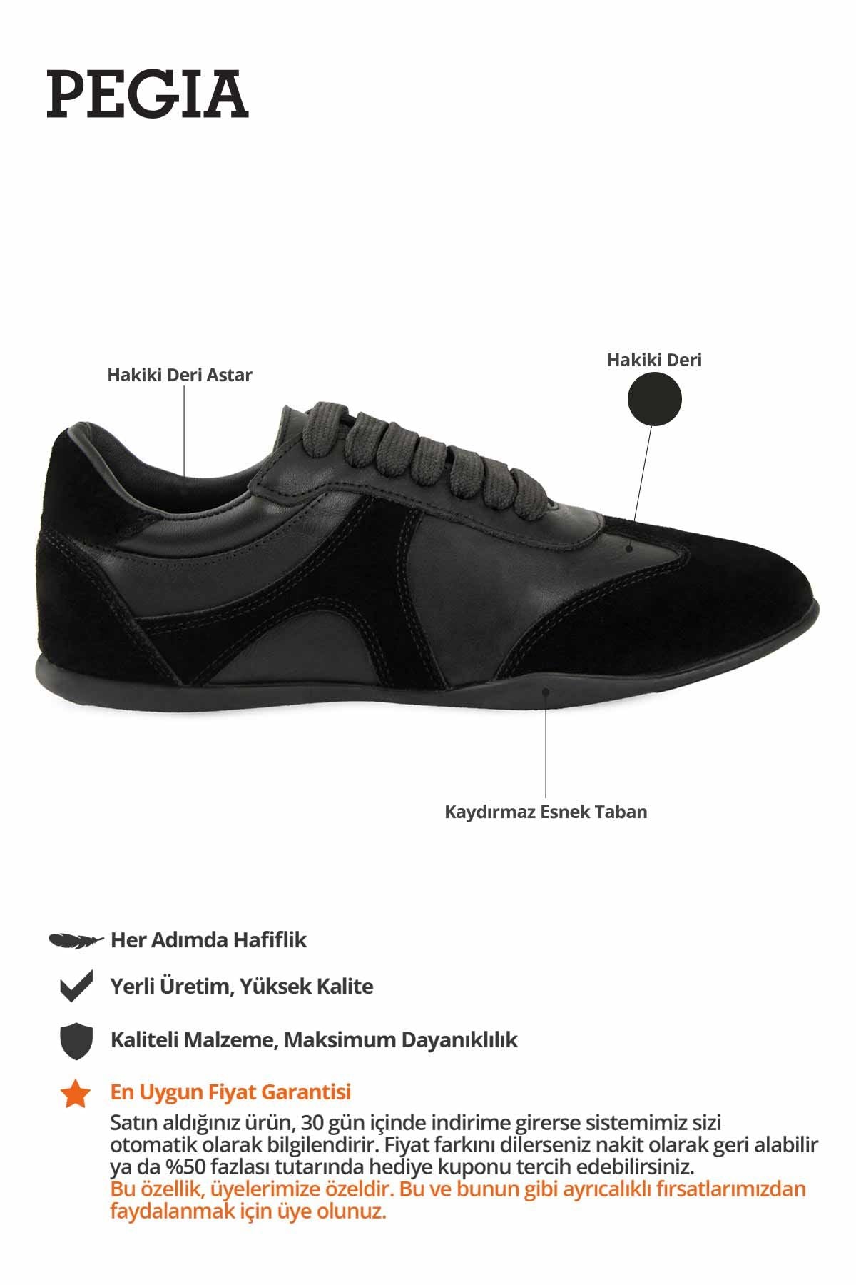 Kadın Deri Günlük Sneaker DG6111 Siyah