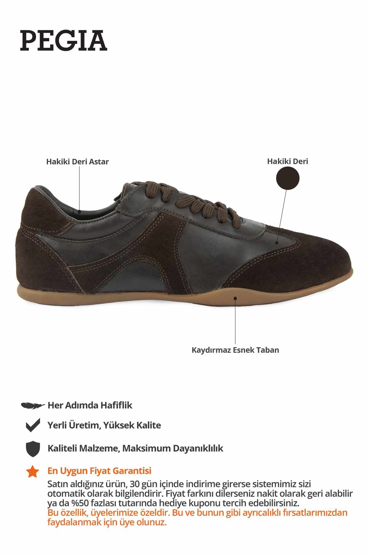 Kadın Deri Günlük Sneaker DG6111 Kahve