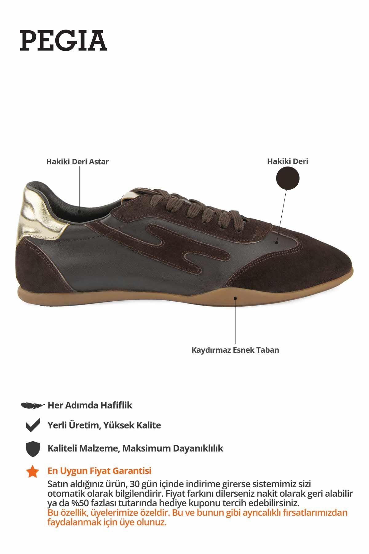 Kadın Deri Günlük Sneaker DG6112 Kahve