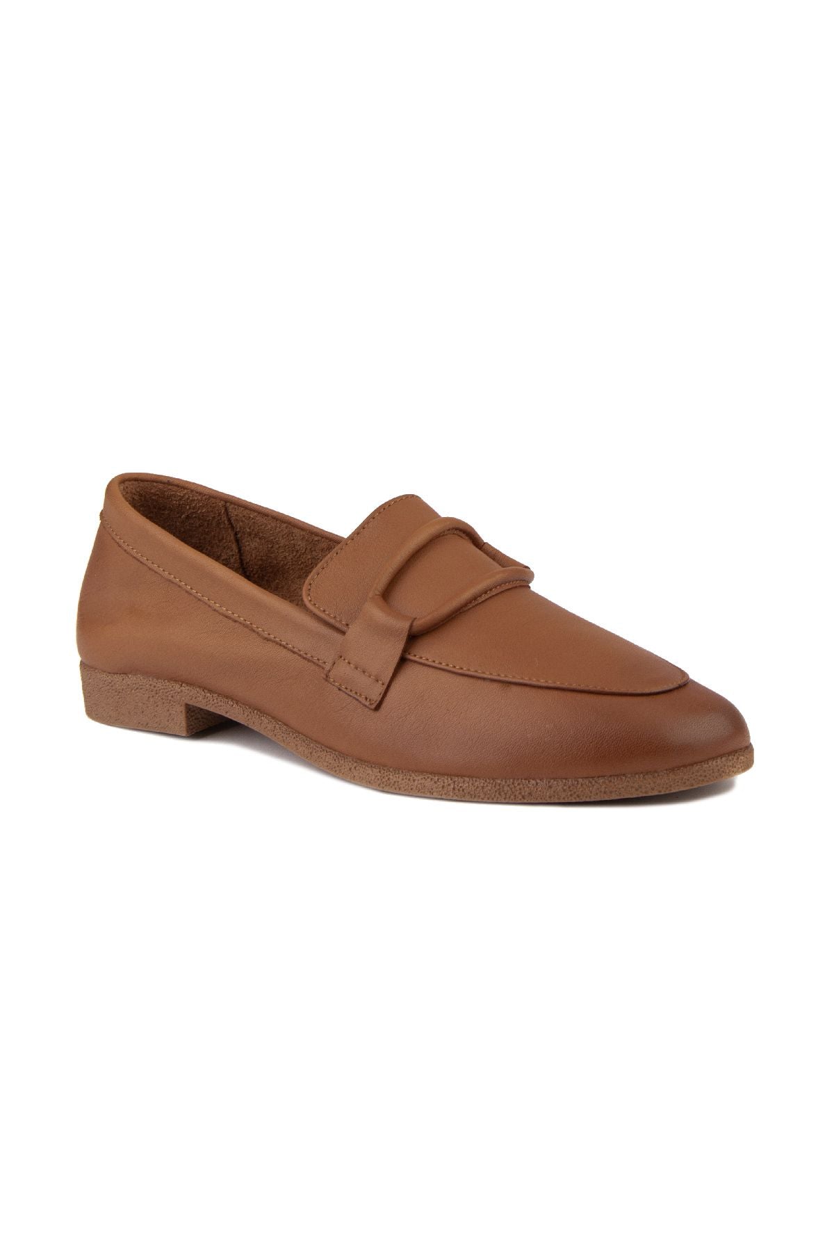 Kadın Deri Loafer Ayakkabı DG6003 Taba