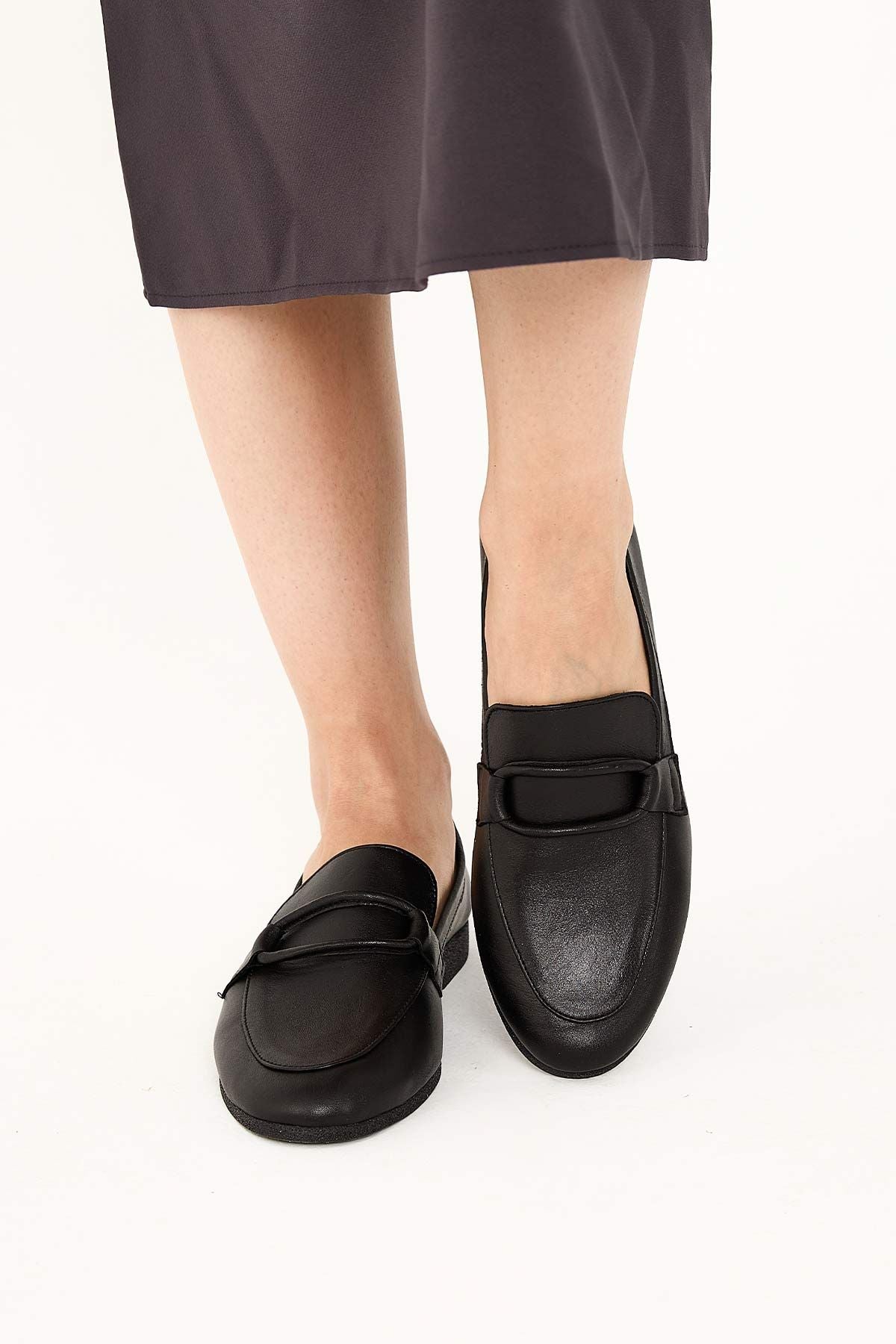 Kadın Deri Loafer Ayakkabı DG6003 Siyah