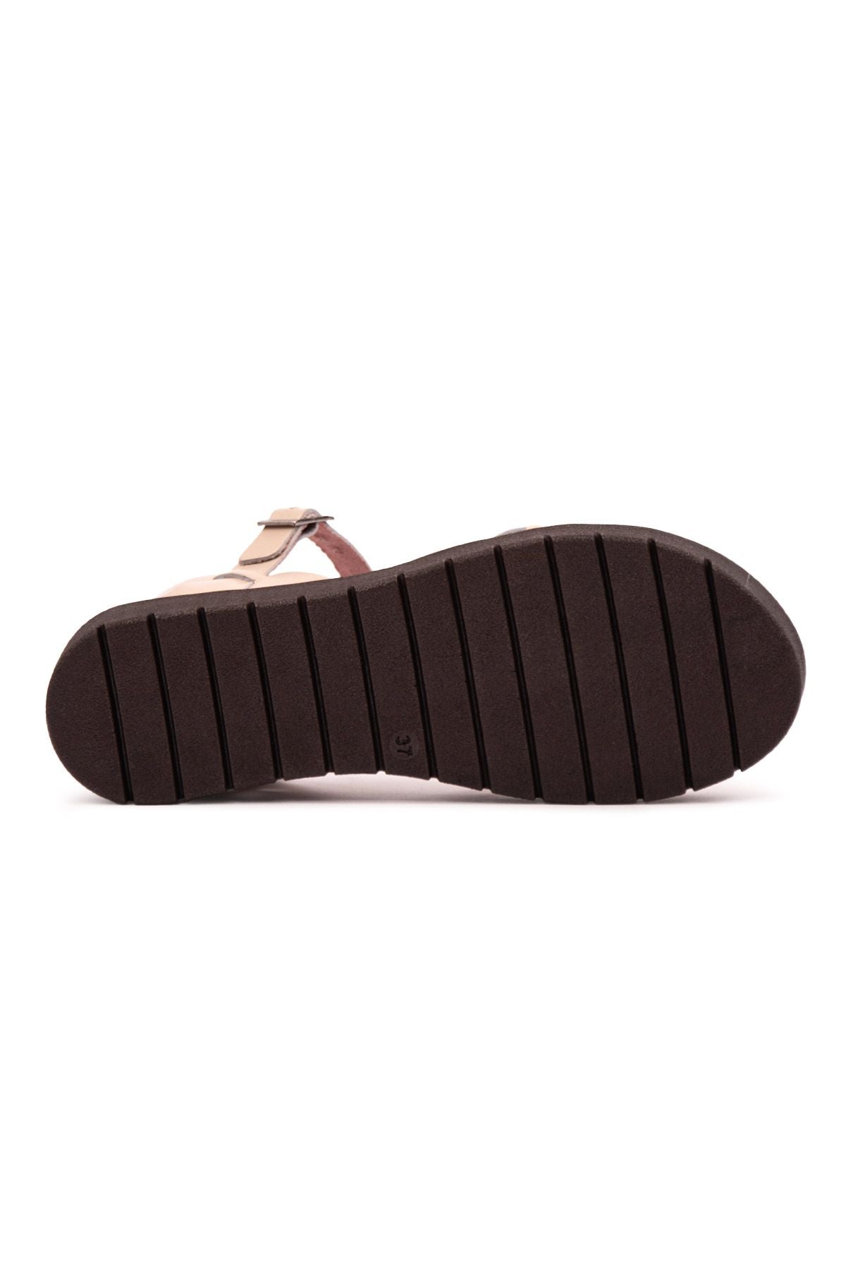 Kadın Deri Sandalet DG6004 Pudra