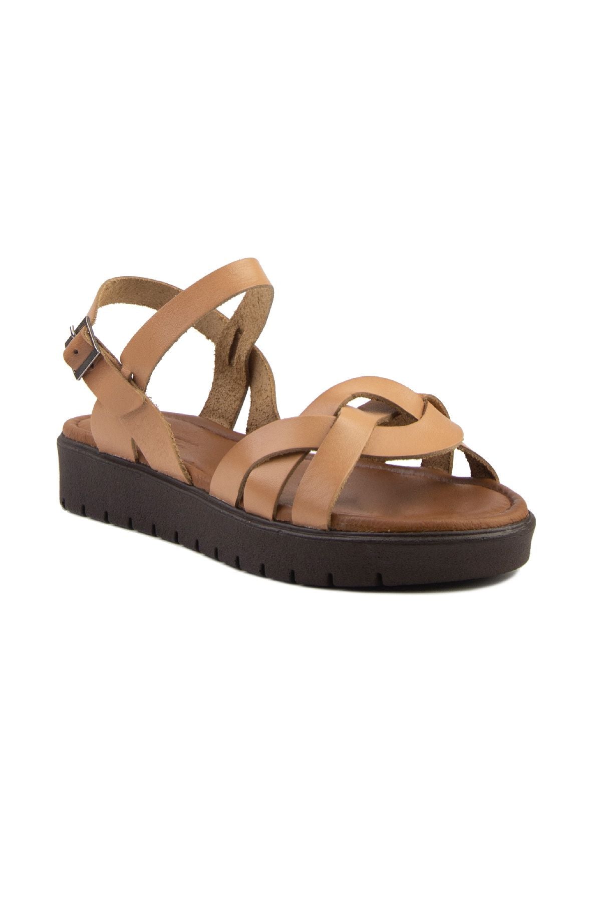 Kadın Deri Sandalet DG6004 Taba