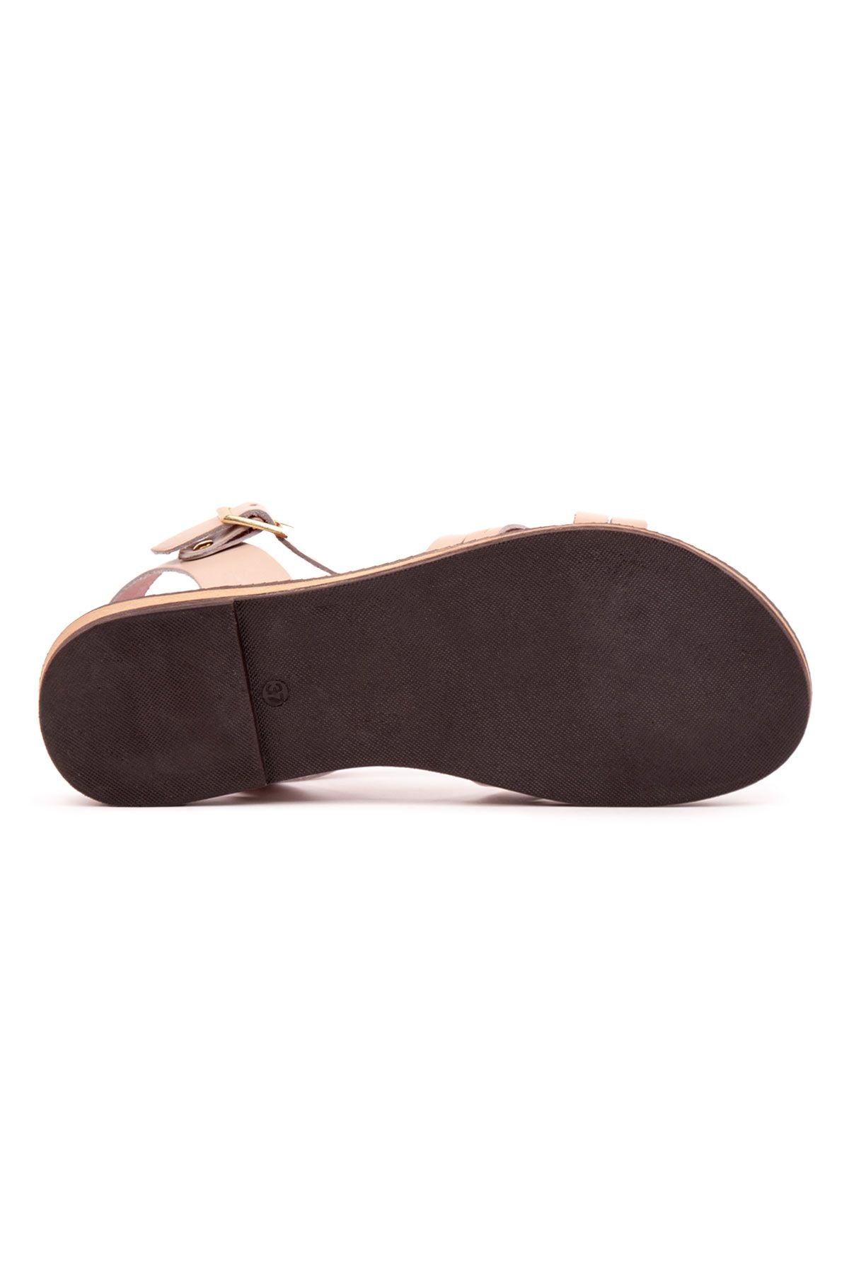 Kadın Deri Sandalet DG6006 Pudra