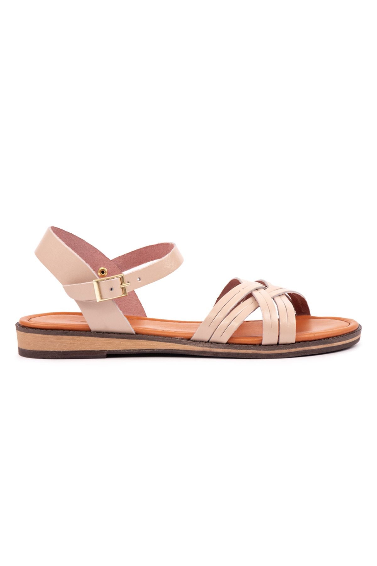 Kadın Deri Sandalet DG6006 Pudra