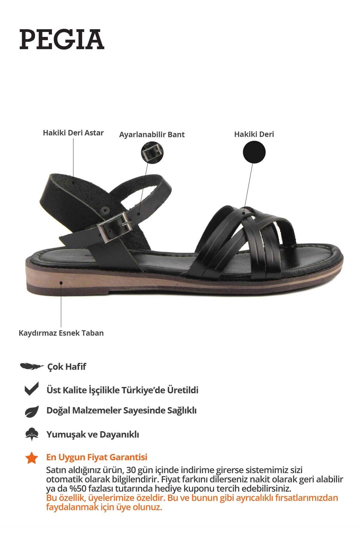 Kadın Deri Sandalet DG6006 Siyah