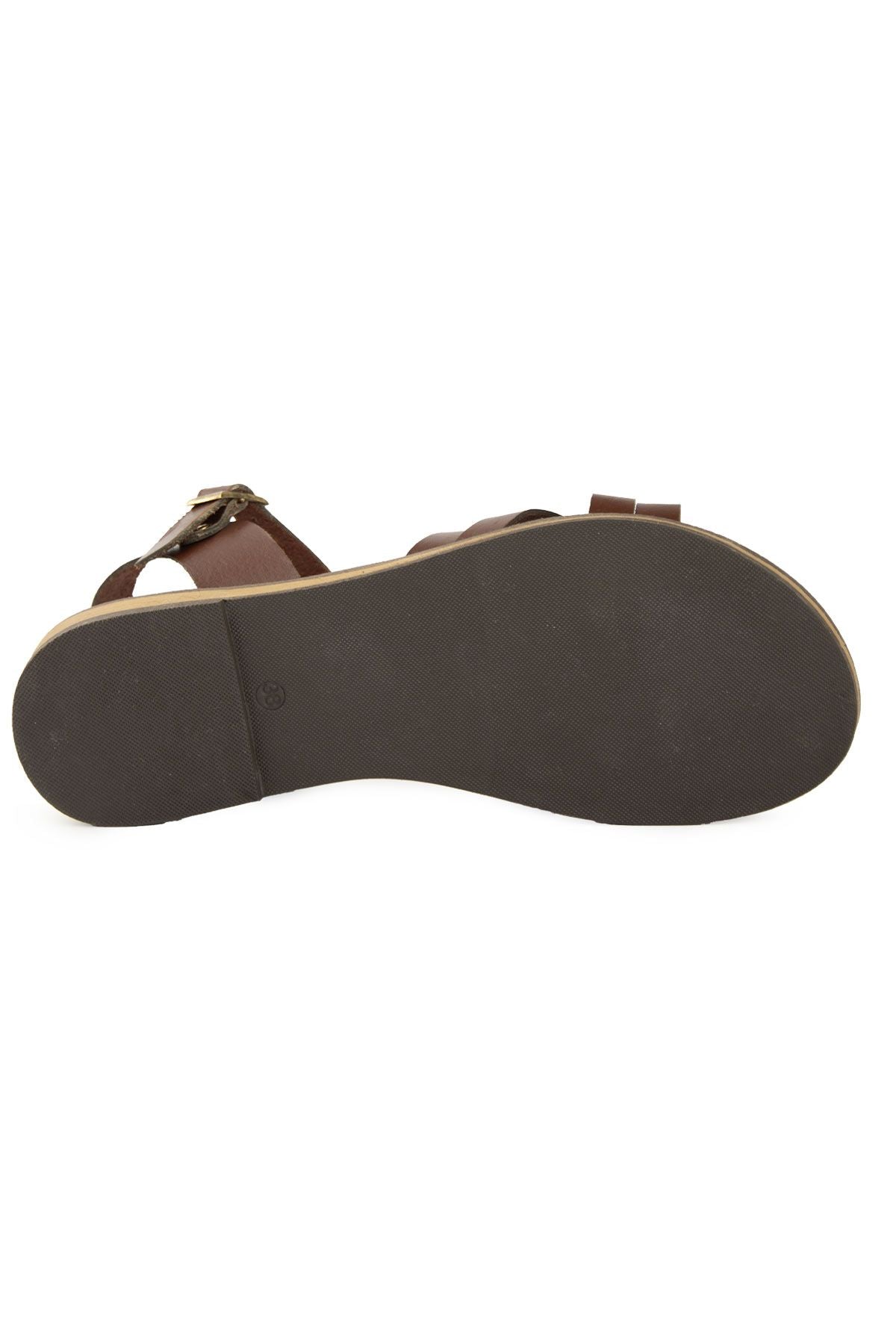 Kadın Deri Sandalet DG6006 Kahve