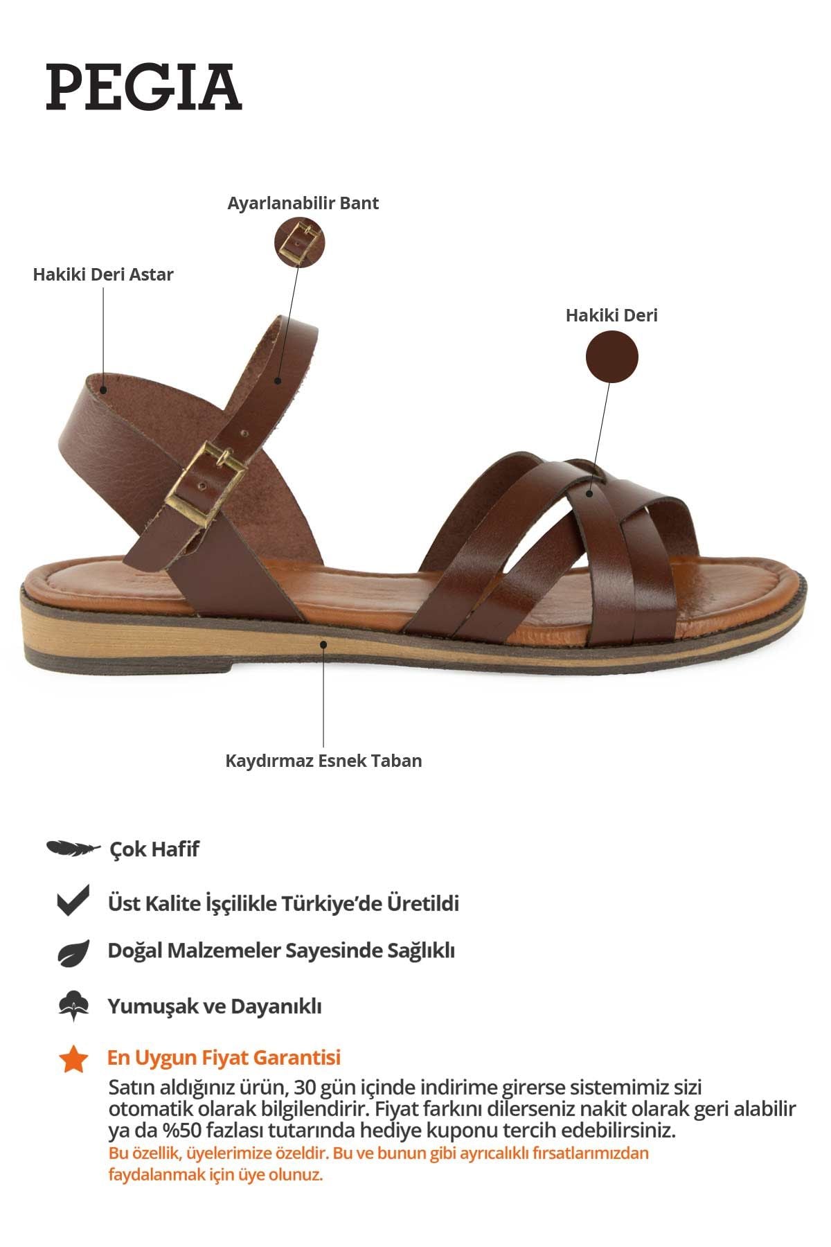 Kadın Deri Sandalet DG6006 Kahve