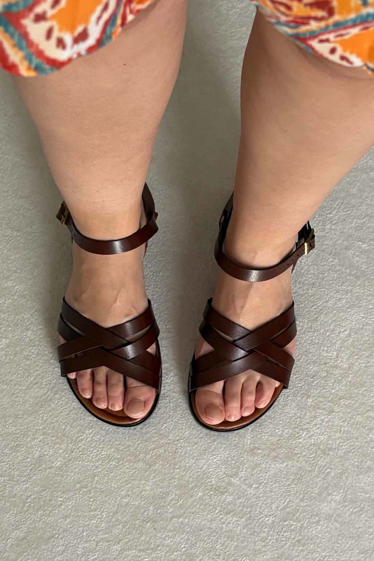 Kadın Deri Sandalet DG6006 Kahve