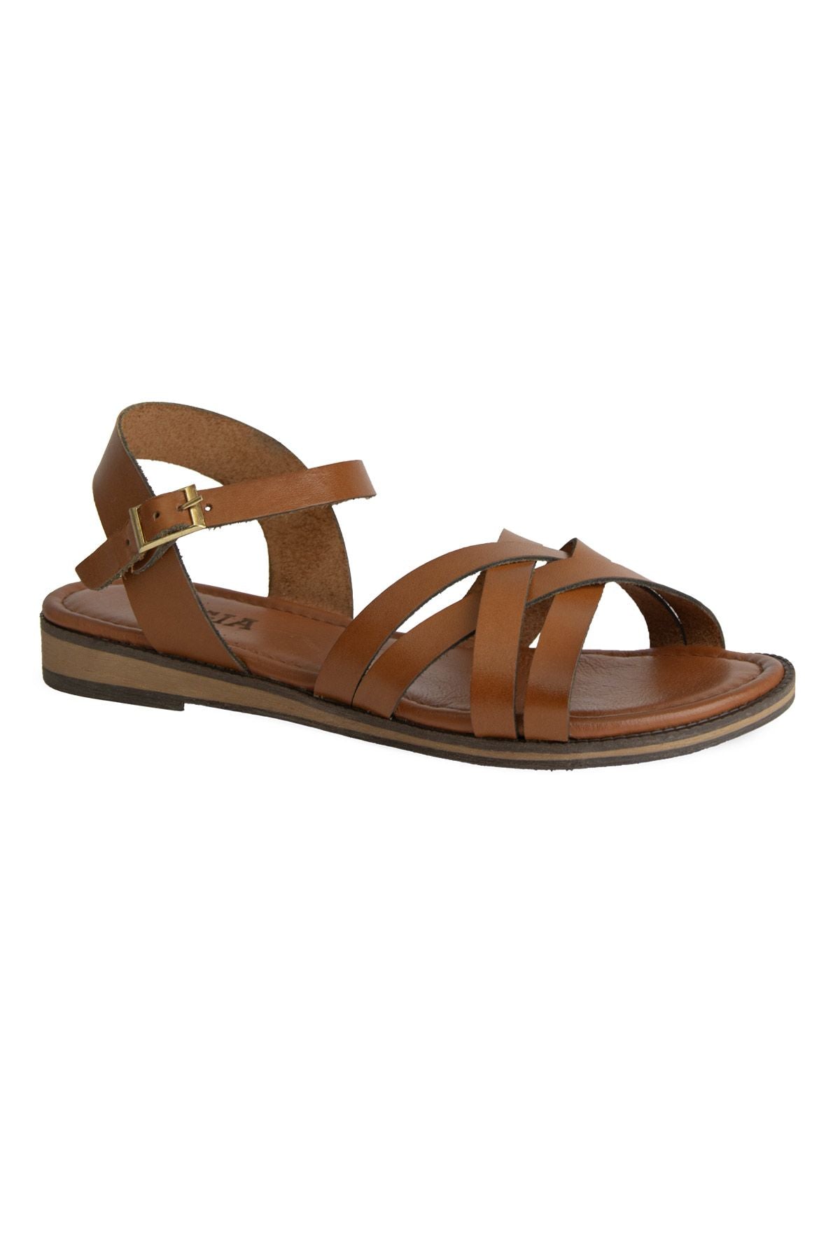Kadın Deri Sandalet DG6006 Taba