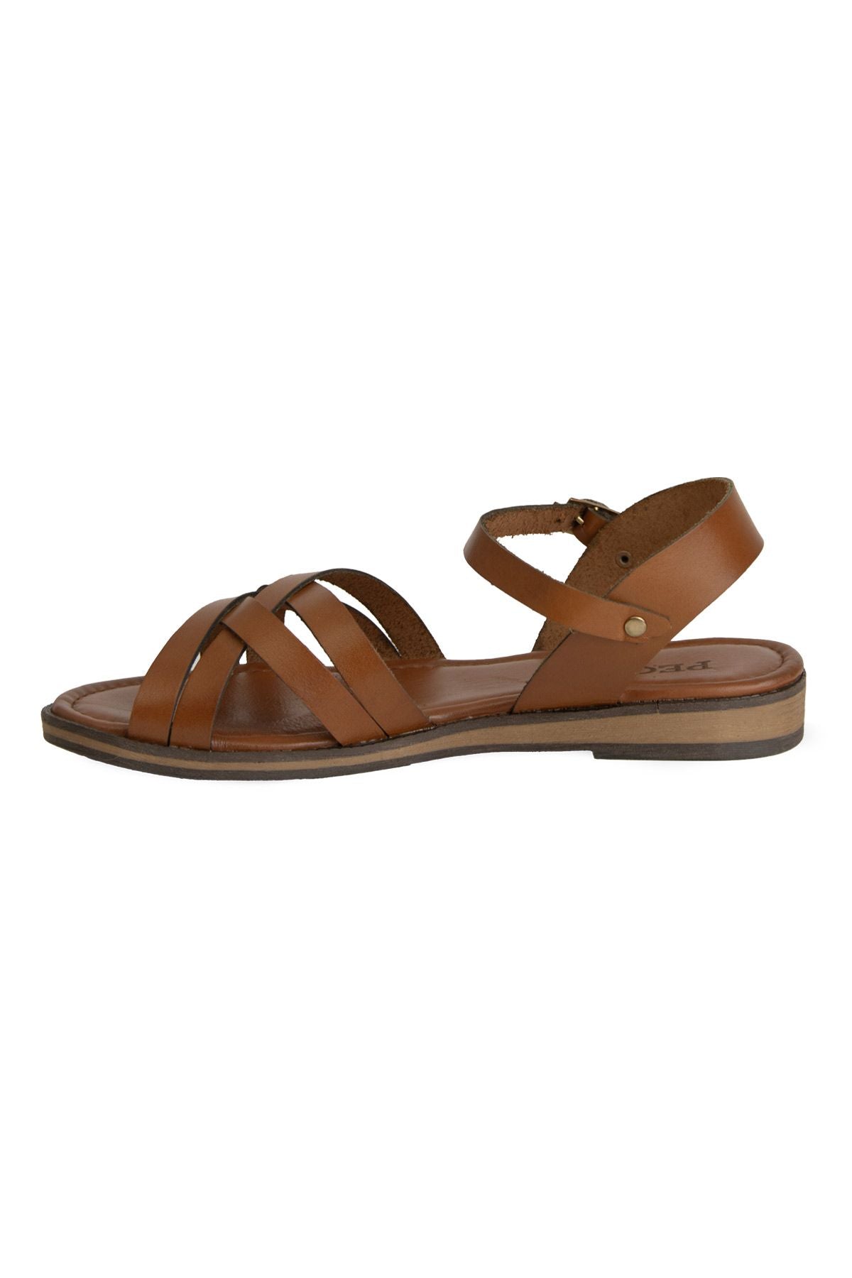 Kadın Deri Sandalet DG6006 Taba
