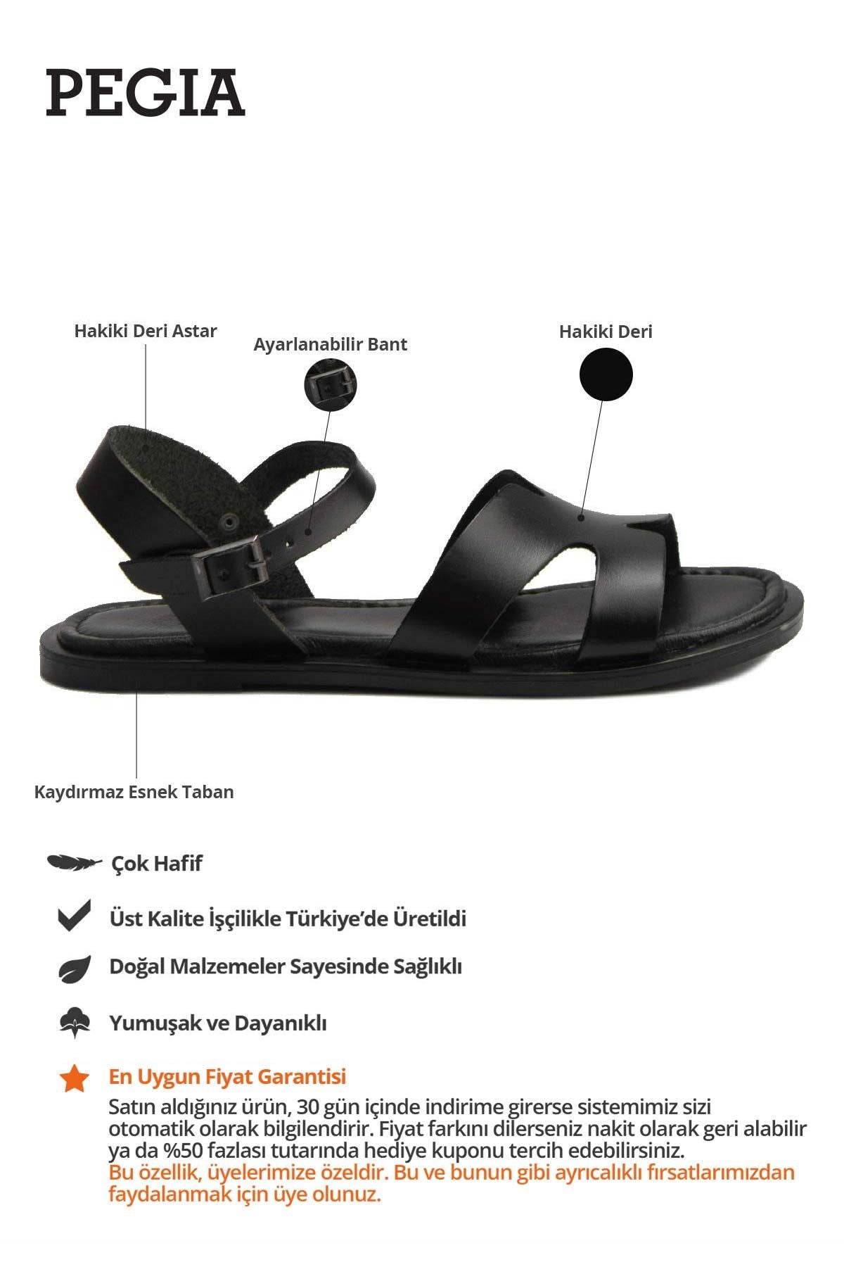 Kadın Deri Sandalet DG6012 Siyah