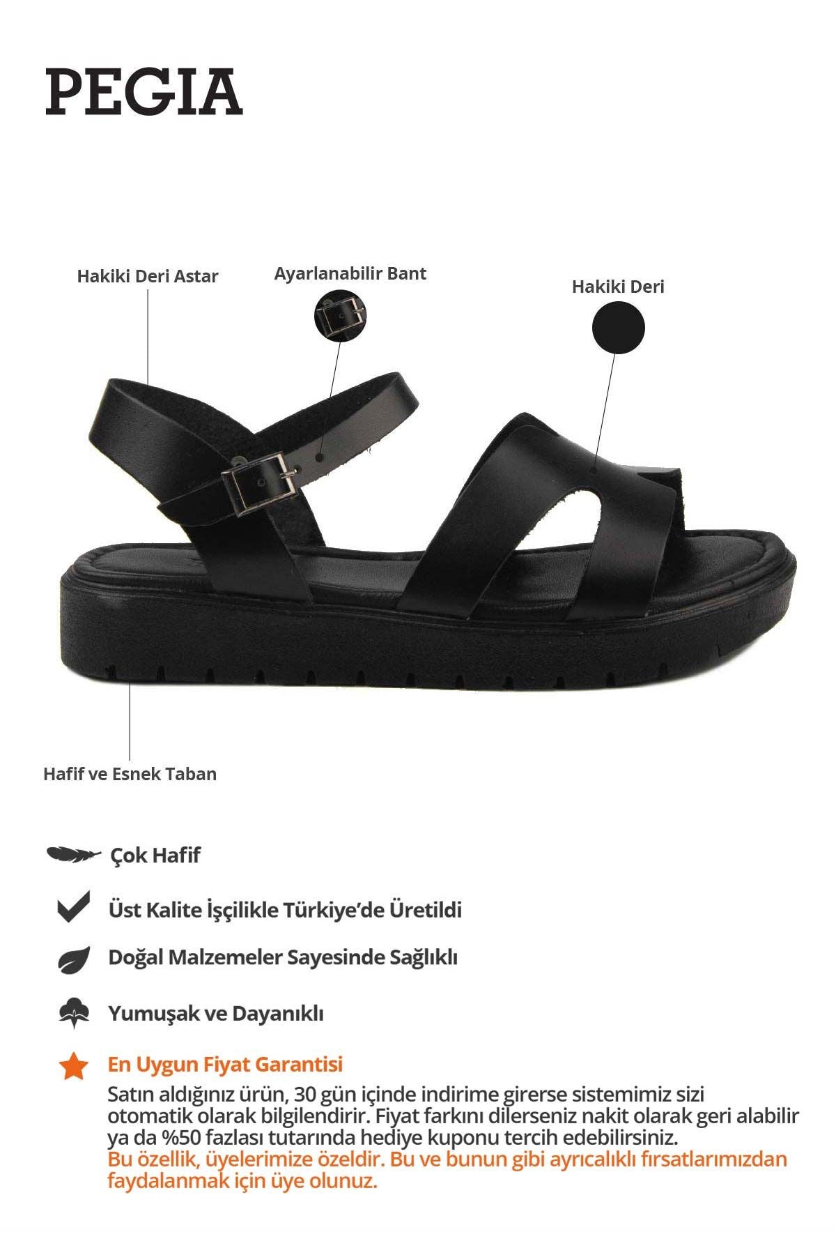 Kadın Deri Sandalet DG6020 Siyah