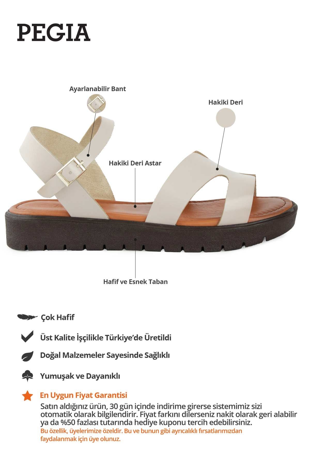 Kadın Deri Sandalet DG6020 Bej