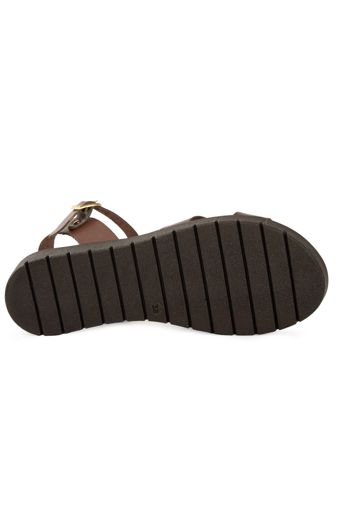 Kadın Deri Sandalet DG6020 Kahve