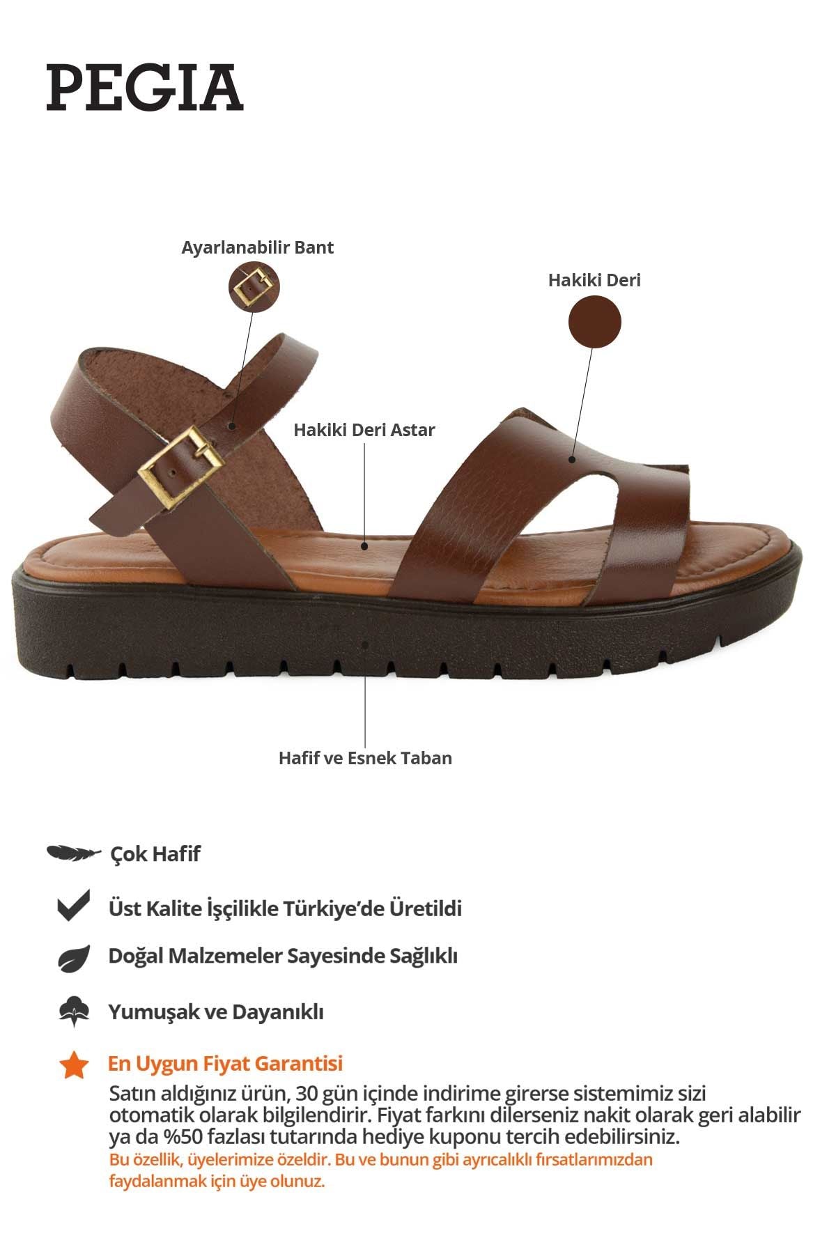 Kadın Deri Sandalet DG6020 Kahve