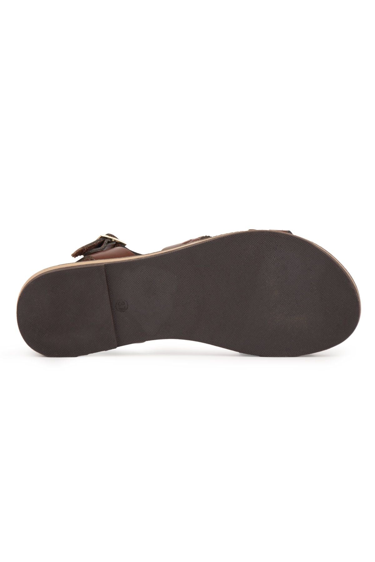 Kadın Deri Sandalet DG6021 Kahve